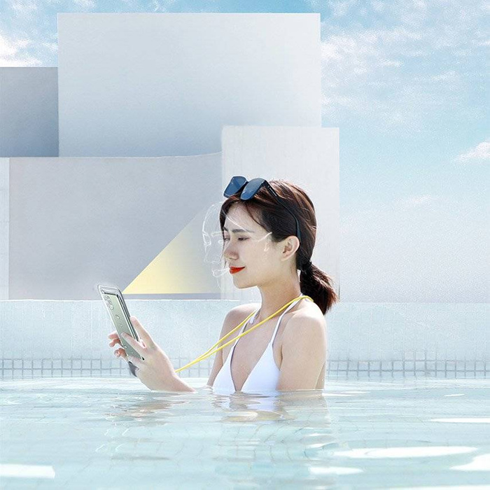 Univerzální voděodolný kryt Baseus pouzdro na telefon (max 7,2``) na bazén u vody IPX8 růžový (ACFSD-D24)